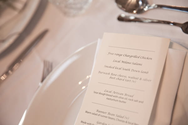 Wedding menu on plate