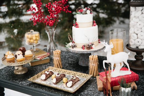 Cannoli and Christmas wedding cake