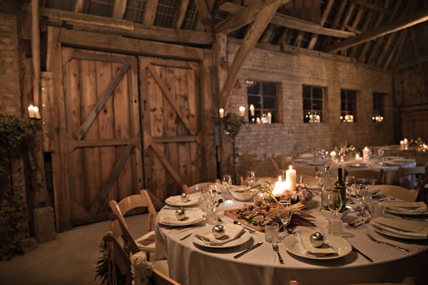Wedding table in barn