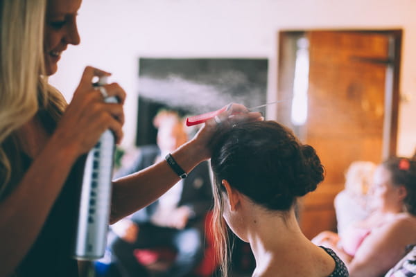 Hair styling spraying hairspray