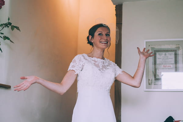Bride with arms out