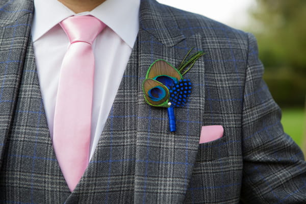Peacock feather buttonhole