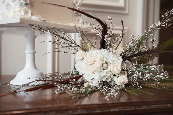 Bridal bouquet on table