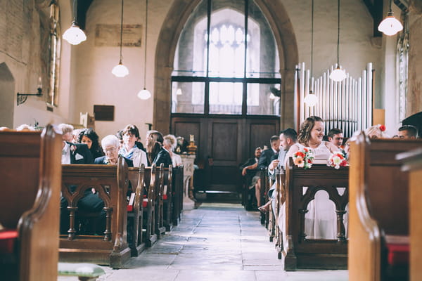 Wedding guests in church