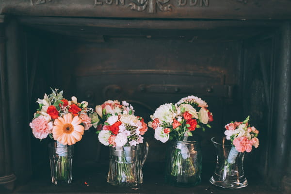Wedding bouquets in vases