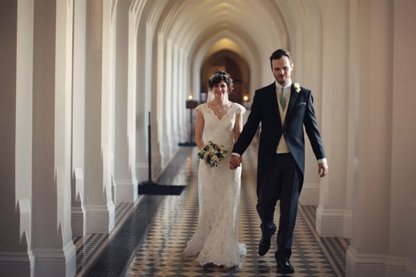 Bride and groom at Stanbrook Abbey