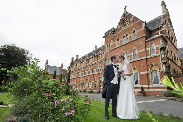 Couple outside Stanbrook Abbey