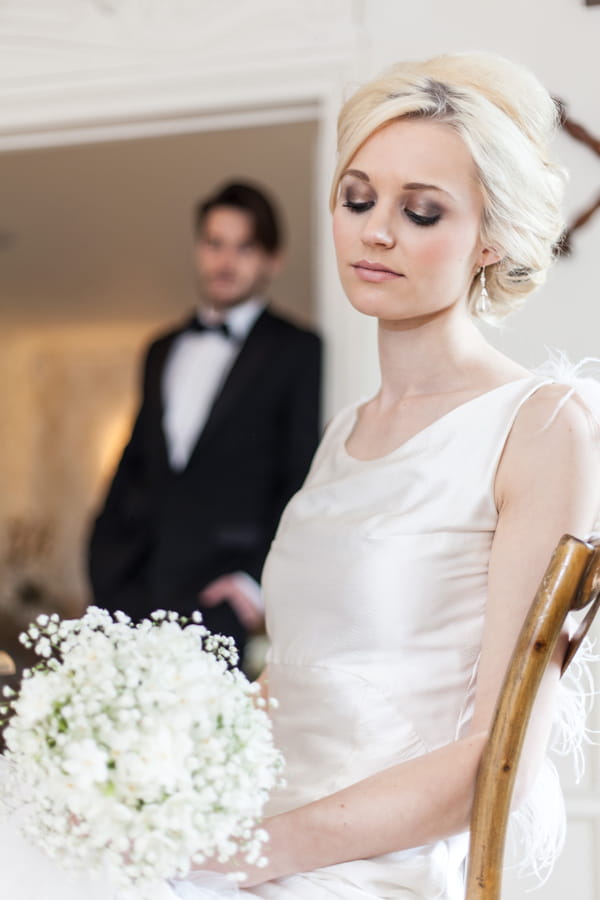 Bride sitting in chair