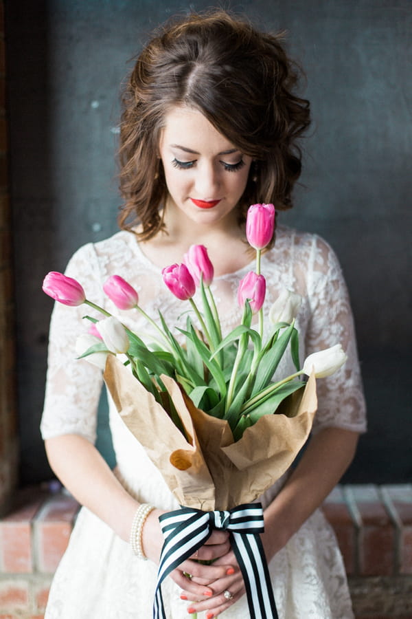 Bride with tulip bouquet