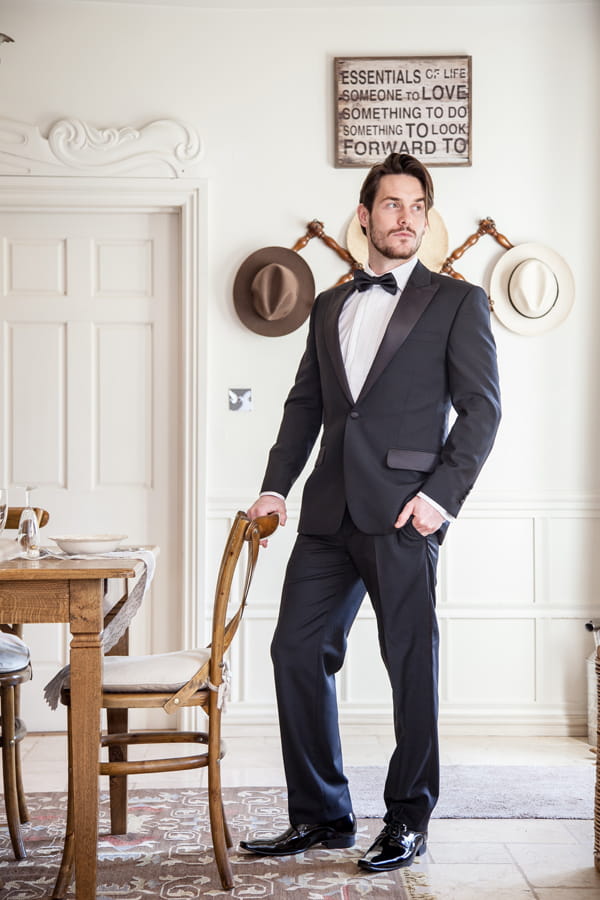 Groom wearing tuxedo