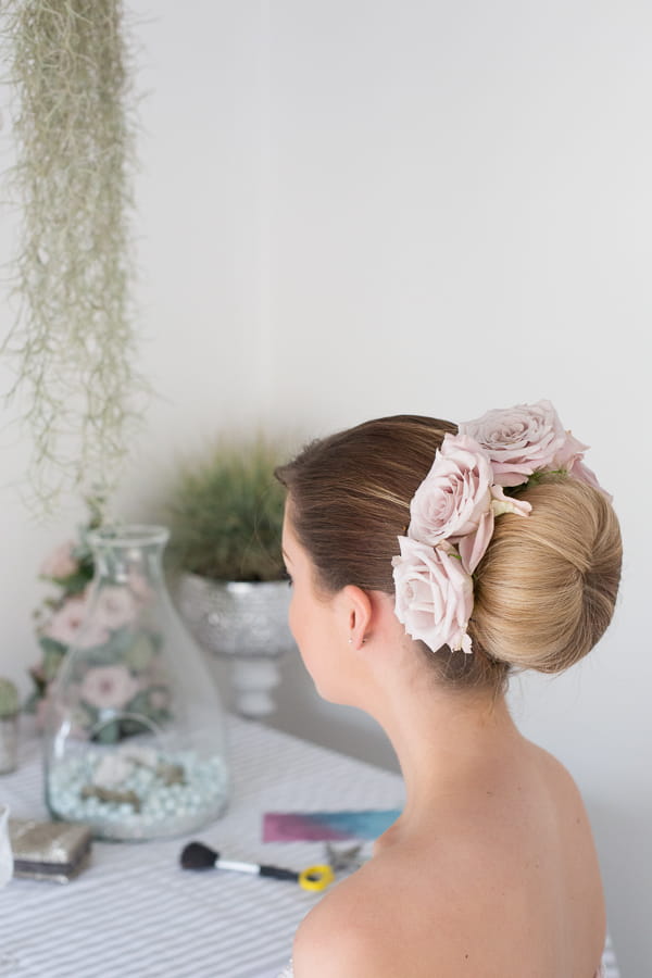 Bridal ballerina bun with flowers