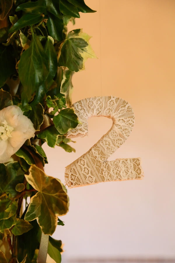 Number two wedding table number