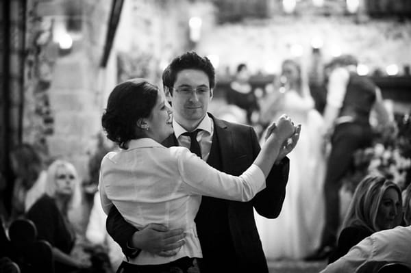 Wedding guests dancing