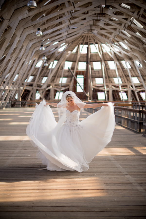 Bride twirling dress