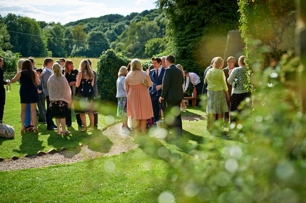 Wedding guests mingling