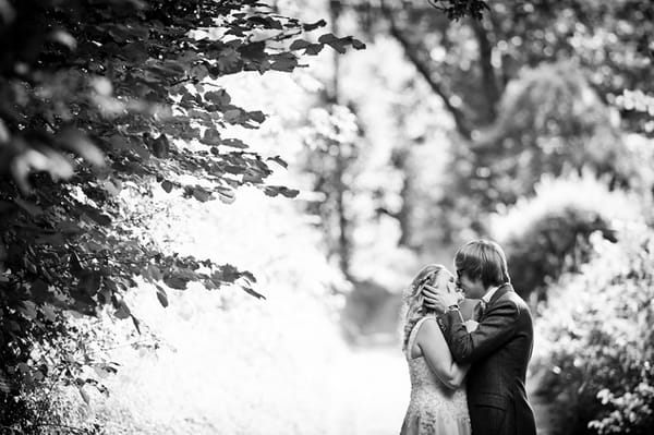 Bride and groom kissing