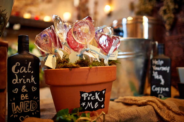 Lollipops in flower pot