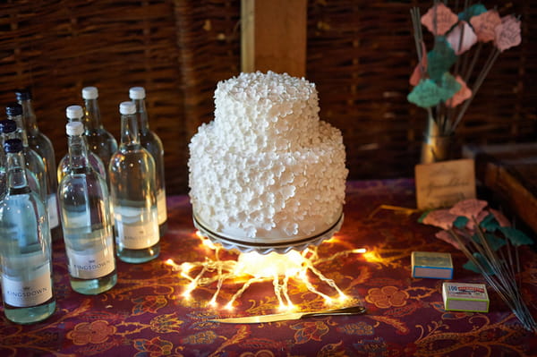 Wedding cake with small iced flowers