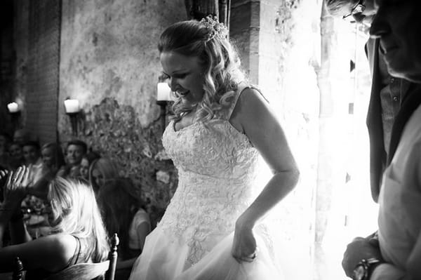 Bride entering wedding breakfast