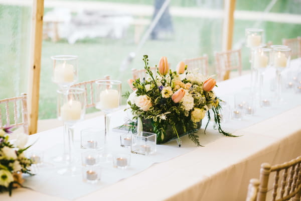 Flowers on wedding table