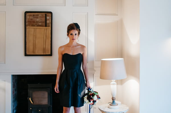 Bridesmaid wearing blue dress