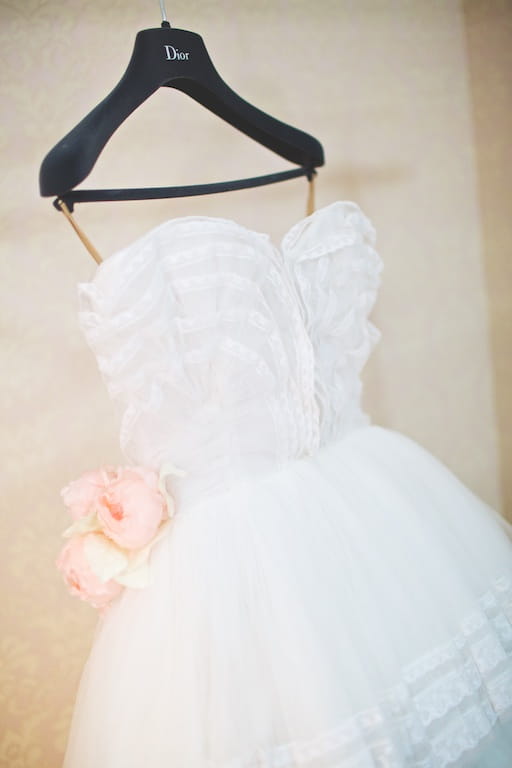 Wedding dress on Dior hanger