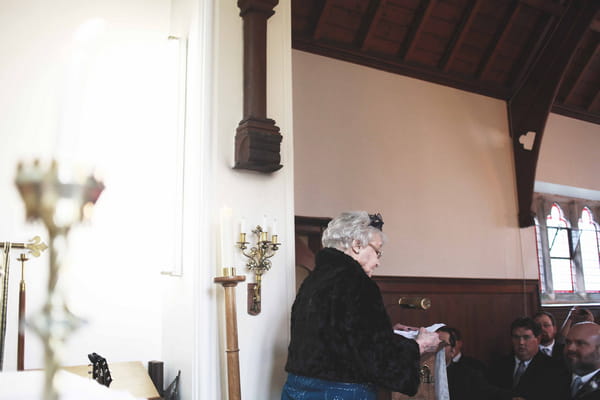 Elderly lady giving wedding reading