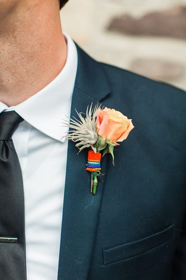 Groom's colourful buttonhole