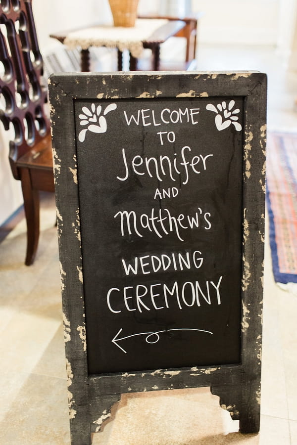 Wedding ceremony sign on chalkboard