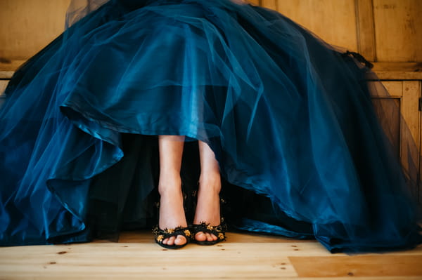 Bride's blue shoes