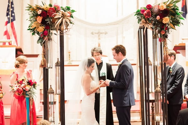 Bride and groom exchanging vows