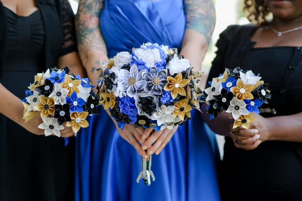 Bride and bridesmaids' paper bouquets