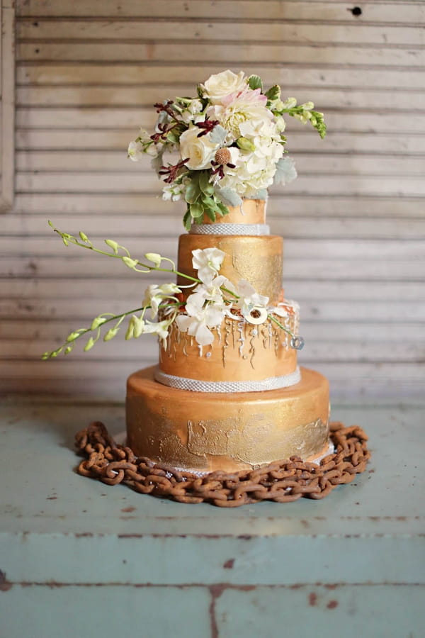 Gold wedding cake