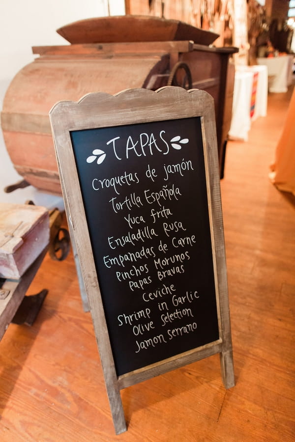 Tapas menu on chalkboard