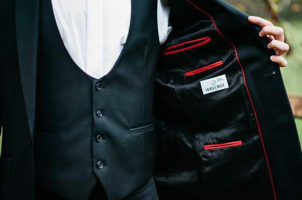 Lining of groom's jacket