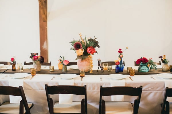 Long wedding table with flowers