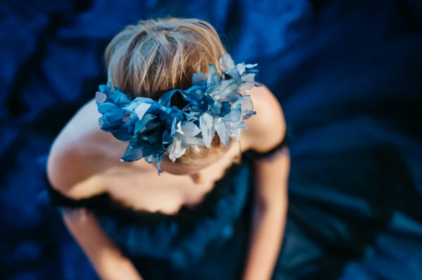 Bride's blue headpiece