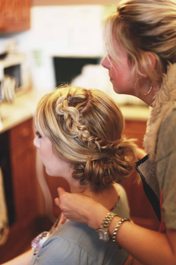 Bridal updo with plaits