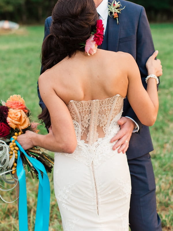 Detail on back of bride's dress