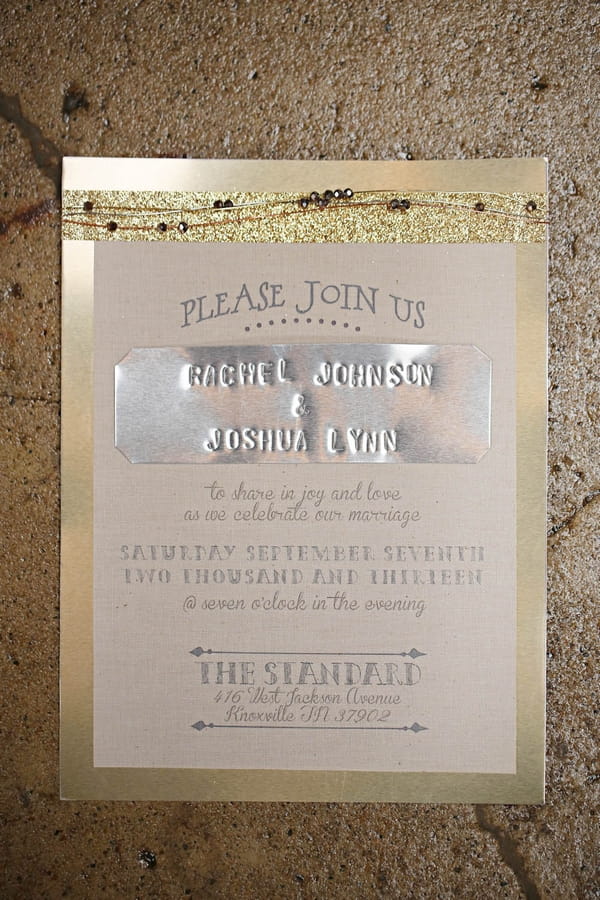 Wedding invitation with metal detail