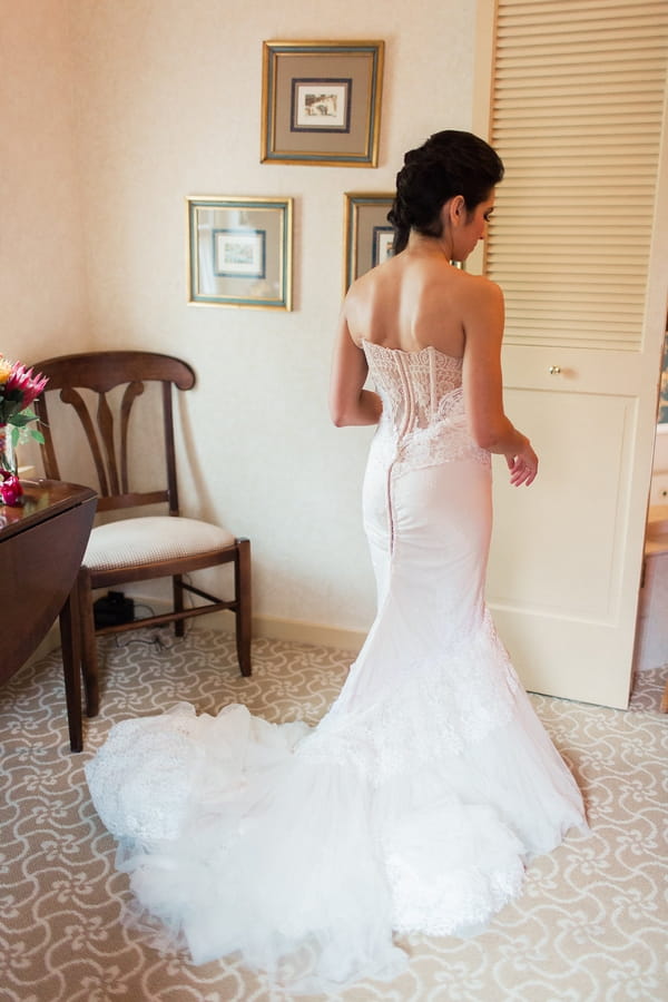 Back of bride's wedding dress