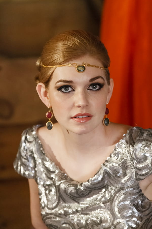 Bride with silver dress and forehead chain