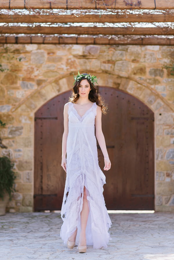 Bride in long wedding dress