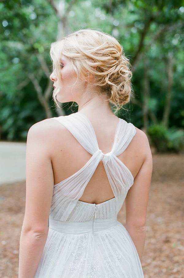 Cross back of bride's wedding dress