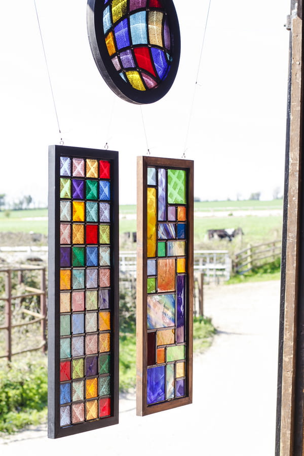 Coloured glass windows hanging as decoration