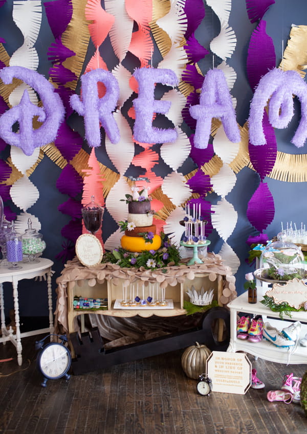 Cake table with cheese wedding cake