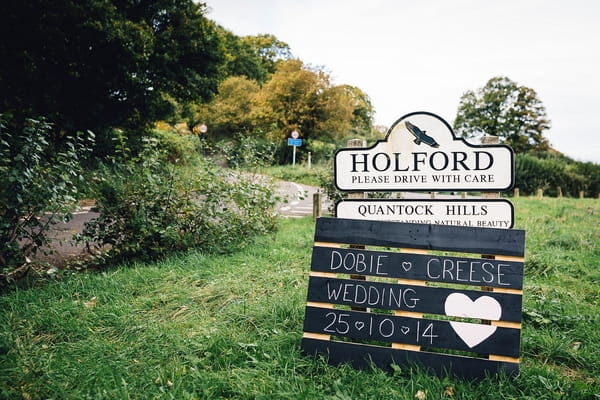 Wedding sign on grass