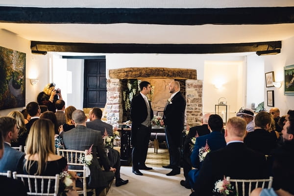 Best man and groom waiting for bride