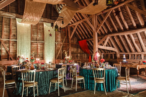 Wedding tables in Longford Barn