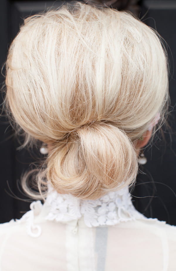 Back of bride's updo hairstyle